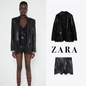 ZARA [ 2 PIECE ] SEQUIN SUIT M SHORTS + M BLAZER